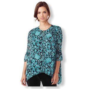 {LC Lauren Conrad} Pintuck Shark-bite Blouse